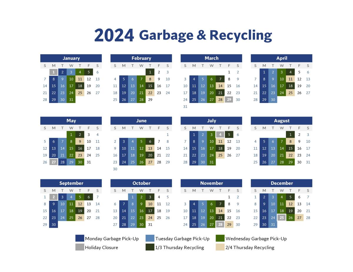 2024 Gladstone MI Garbage & Recycling Schedule